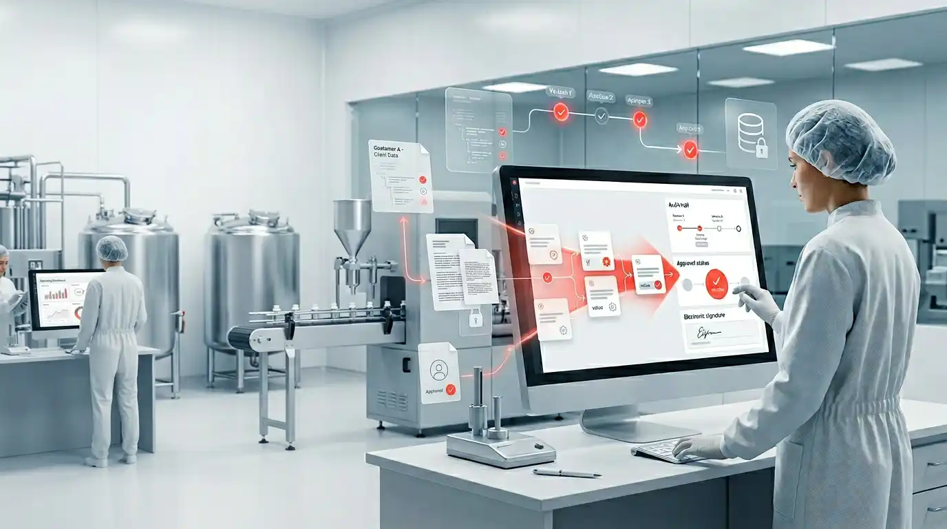 Digital batch workflows for CDMOs with high product variety - Hintergrundbild